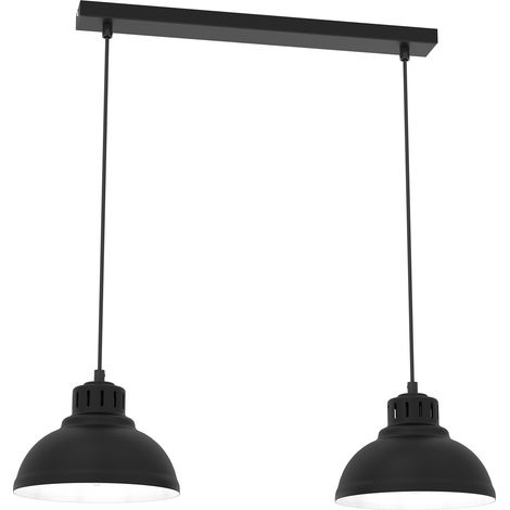 Suspension barre noire métal 65 cm 2xE27 Sven Luminex