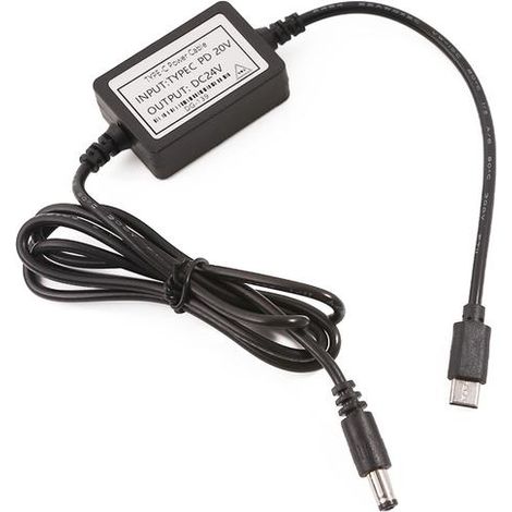 Adaptateur secteur USB Type C PD20V vers DC24V pour appareils 24V (PD12V, 15V, 20V vers 24V DC, connecteur 5,5 x 2,1 mm, 115 cm).