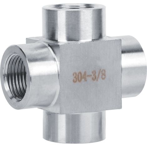 304 Edelstahl T-Stück 4-Wege G3/8 Innengewinde Rohrverbinder Adapter 4-Wege G3/8 (1/5)
