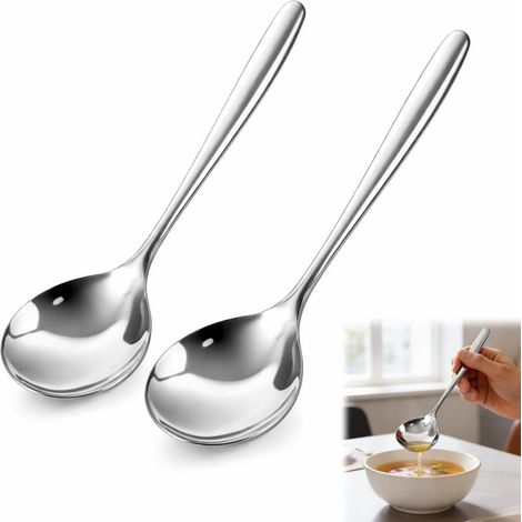 Lot de 2 Louches à Sauce - Acier Inoxydable 18/10 - 20,5 cm - Tête 5,6 cm - Pour Cuisine Domestique et Professionnelle (1/5)