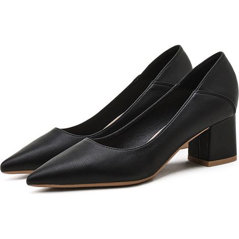 Chaussures de travail professionnelles à bout pointu, talon épais et peu haut, en cuir souple, à bouts larges et talons hauts. (1/2)