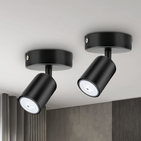 Spot Plafonnier GU10 Orientable, Lot de 2 Luminaires Spots Noir Mat (1/5)