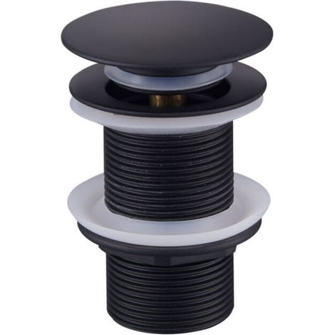Desagüe automático universal para lavabo – negro mate, sin rebosadero, compatible con todos los grifos, 1 unidad.