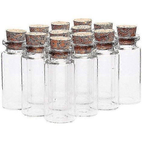 Lot de 20 mini flacons en verre avec bouchon en liège, parfaits pour les mariages, les créations et autres occasions spéciales.