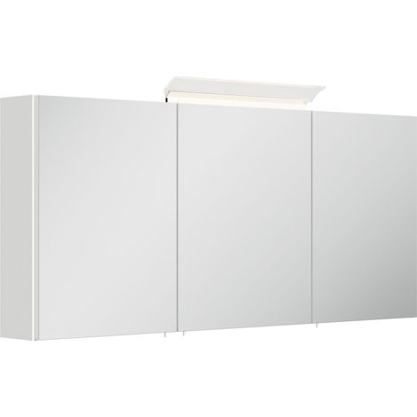 Spiegelschrank 140cm inkl. Design LED-Lampe und Glasböden weiss hochglanz (1/5)