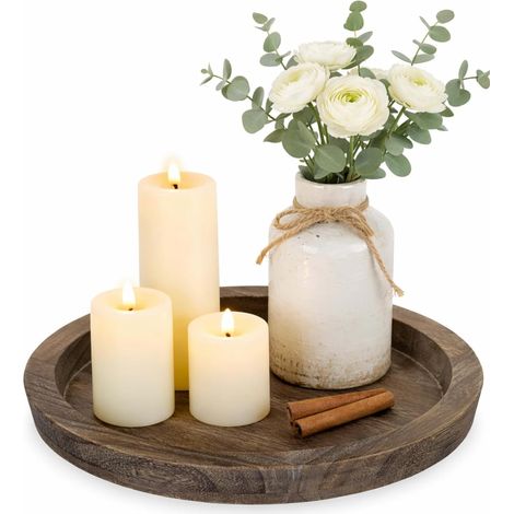 Chandelier Bougeoir Bois Plateau Rond Decoratif pour Centre de Table (1/5)