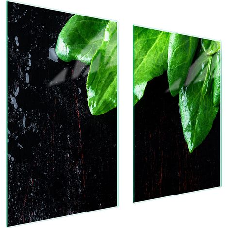 Assiette de protection en verre POUR la cuisine 65x52 basilic (1/5)