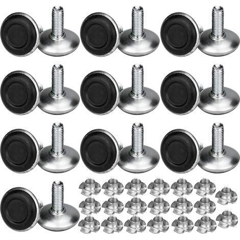 20 Pack Pied Vérin Réglable Pour Meuble, Pied de Nivellement Aevc T-écrou Filetage M8x20x30mm, Vis Support de Nivellement Pieds de meuble, Chaise, Table (1/5)