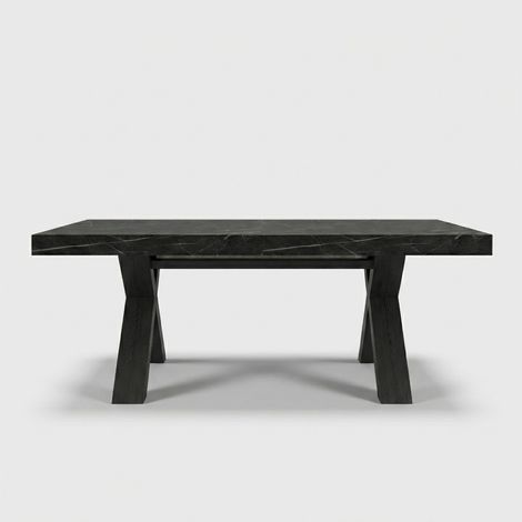 Tavolo allungabile design per sala da pranzo Made in Italy Copenaghen - Effetto marmo nero