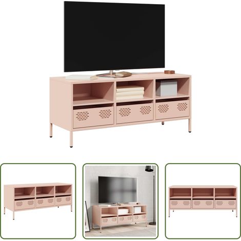 vidaXL Kaltgewalzter Stahl - TV-Schrank Rosa 101,5x39x43,5 cm Kaltgewalzter Stahl (1/5)