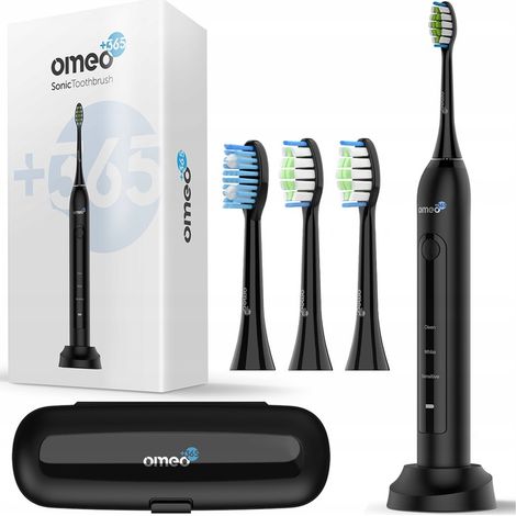 OMEO +365 Classic Sonic Elektrische Zahnbürste, Schwarzes Set