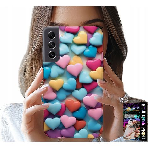 Custodia per Samsung Galaxy S21 FE - cuori colorati, personalizzabile (1/5)