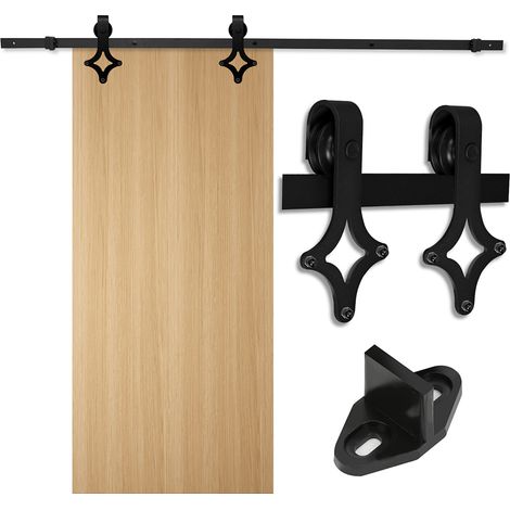 Randaco Puerta corredera Diamond 183cm Puerta corredera Carril-guía Puerta de madera Accesorios para puertas