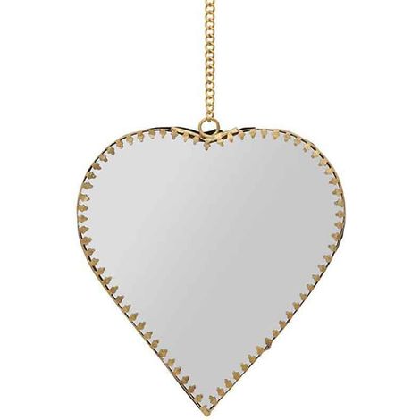 Miroir suspendu coeur doré laiton 13x14cm (1/3)