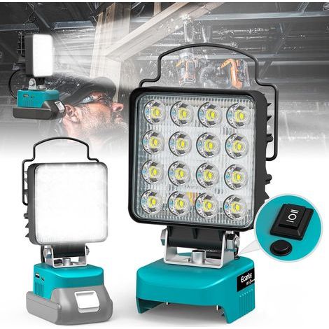 Projecteur portable LED 48W 4800lm – Rechargeable USB et Type-C – Résistant à l'eau IP66 – Compatible batteries Makita 18V (1/5)