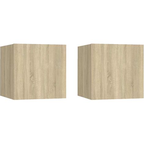 vidaXL Mesitas noche 2 uds madera ingeniería roble Sonoma 30,5x30x30cm (1/5)