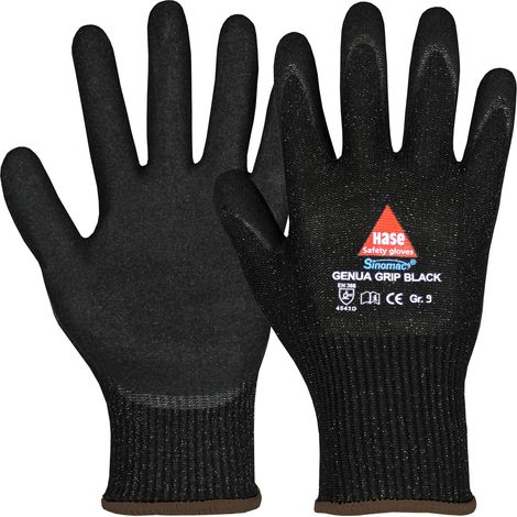 Hase GENUA GRIP BLACK, Montagehandschuh schnittfest Level D, Größe 6 10 Stk