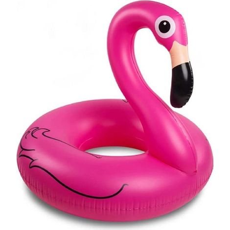 Bouée gonflable en forme de flamant rose, 116 cm, rose, pour piscines un accessoire flottant conçu pour les activités nautiques récréatives.-AquaForge (1/5)