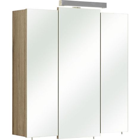 Badezimmer Spiegelschrank OSTENDE-66 in Sanremo Eiche Terra quer Nb. - B/H/T: 68/73/20cm (1/4)