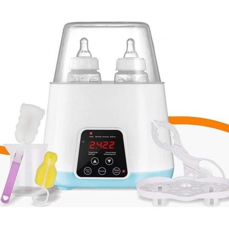 Chauffe-Biberon - Multifonction 5 En 1 - Chauffage Stérilisation Décongélation - Pour Lait Maternel Et Aliments Bébé - Portable Double Logement - Bleu (1/4)