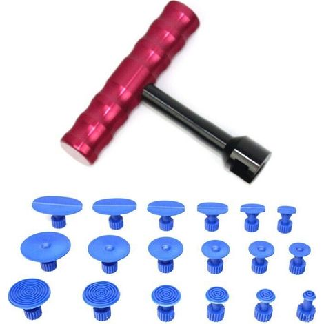 SABIR Outils de réparation de Dent de carrosserie de Voiture à poignée en T, Kits de réparation de Retrait de Dent d'automobile sans Peinture avec languettes d'extracteur de (1/5)