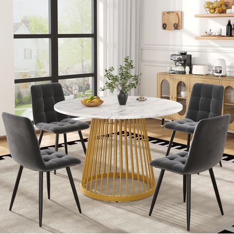 CHICFURN Set da pranzo 5 pezzi 80 cm in MDF e metallo, multicolore, moderno