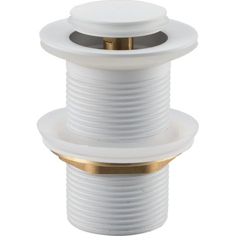 Bonde de lavabo en laiton Click-Clack modèle B universelle pour lavabo 1/4 de pouce sans trop-plein blanche (1/5)