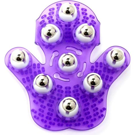 Gant Massageur Roulant - 9 Boules Métalliques - Pour Cou, Dos, Pieds, Jambes et Corps Entier - 15,5 x 14 cm - 1 Pièce (1/5)