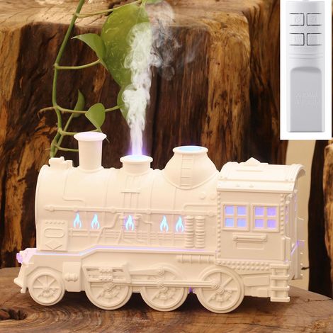 LEDANDER Humidificateur 300 ml, humidificateur en forme de train, convient aux chambres chambres à coucher, diffuseur d'huiles essentielles, blanc. (1/5)