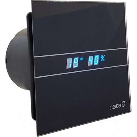 Cata E 100 GTH BK - Estrattore da bagno, Timer Hygro, 8 W, vetro nero