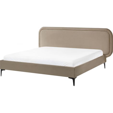 Bett mit Lattenrost Samtstoff SUZETTE 160 x 200 cm Beige
