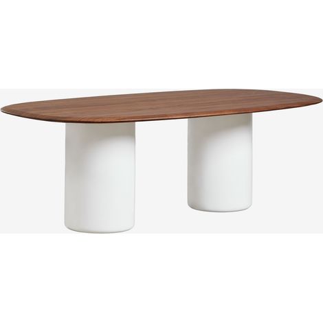 SKLUM Ovaler Esstisch aus MDF und Zement Lysander  220 x 110 cm            Eiche Dunkel Braun                     