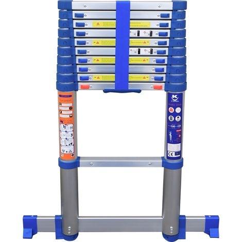 Échelle télescopique 3,2m – 11 marches – Aluminium haute qualité – Charge maximale 150 kg – Conforme EN131 – Design escamotable – Keli