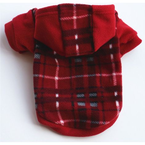 Vêtements pour chiens automne mode pull à capuche polaire petit chien bichon pull chaud（Rouge XS） (1/5)
