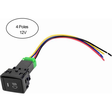 Interrupteur Bouton PVC 4 Pôles 12V avec Connecteur et LED Indicateur pour Véhicules Japonais (1/5)