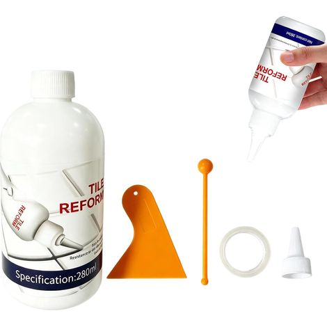 Kit de reparación de lechada para azulejos blancos de 280 ml, renovador a base de agua para baño y cocina, pasta de reparación con boquilla y kit de herramientas. (1/5)