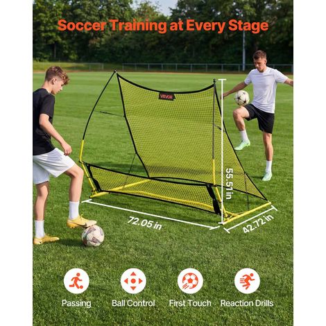 Filet de Rebond de Football 183x108,5 cm, Rebondisseur Foot 2 en 1, Équipement d'Entraînement pour Contrôle et Passe Adolescents Ad… (1/5)