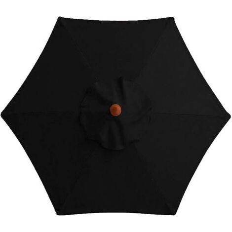 Housse de rechange pour parasol - 6 baleines -Diamètre 2m - Imperméable - Protection UV - Tissu de rechange - noir (1/5)