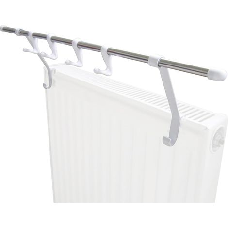 Barre Porte Serviette Porte-Serviettes Support Serviette Etendoir Radiateur de Salle de Bain Seche Serviette Blanc Sans Percage 50cm (1/5)