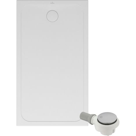 Receveur de douche antidérapant 140 x 80 VILLEROY ET BOCH Lifetime Plus Cerasoft céramique blanc + Bonde chromé brossé