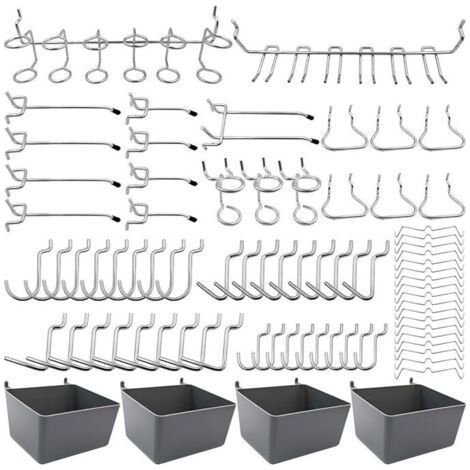 Porte-outils de Crochets pour Panneaux Perforés avec Bacs, Verrous à Chevilles, pour Organiser Divers Outils, 80 pièces (1/5)