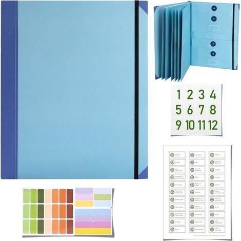 Folio Organizer of Documents Backrest of Storage of Documents Organizer of Documents Important with 12 Compartment in Case I Go Missing Binder for the schools The Supplies of Desk (1/5)