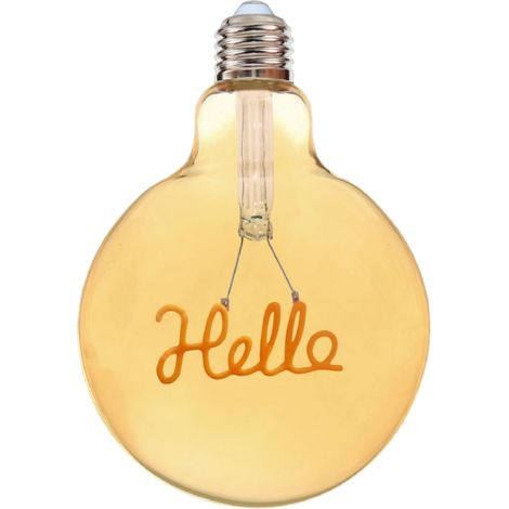 Lampadina globo a LED attacco E27 stile vintage con scritte filamento luce calda scritta Hello (1/3)