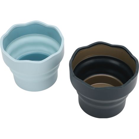 Stück Tragbare Malwasserbecher, praktisch, einfach zu bedienen, multifunktional, faltbar, ideal für unterwegs und für Kunstkurse, Schwarzgrün + Blau (1/5)