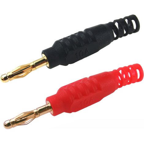 Fiche banane RS PRO Noir, Rouge Mâle 10A 30 V ac, 60V c.c. ( Prix pour Sachet de 10 )