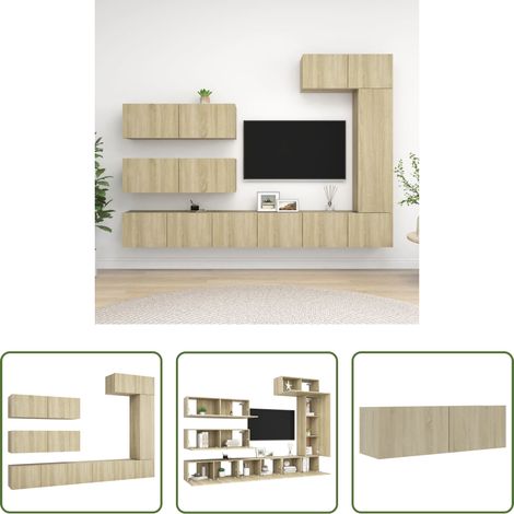 vidaXL Holzwerkstoff - 7-tlg. TV-Schrank-Set Sonoma-Eiche Holzwerkstoff (1/5)
