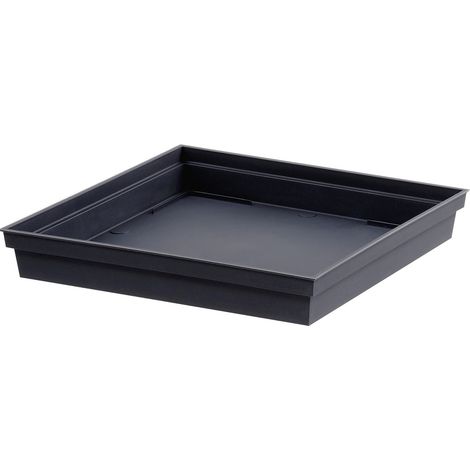 EDA – Soucoupe pour pot carrée 39 cm – Polypropylène gris anthracite – Utilisation intérieure/extérieur – Collection Toscane