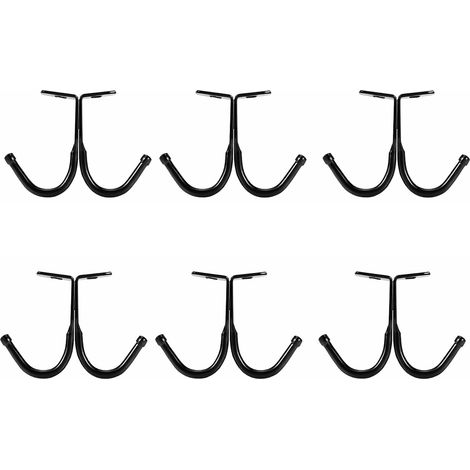 Lot de 6 crochets doubles à fixer sous une étagère, crochets de plafond robustes en métal pour armoire, placard, salle de bain, crochets de rangement muraux pour suspendre tasses, manteaux, serviettes (1/5)