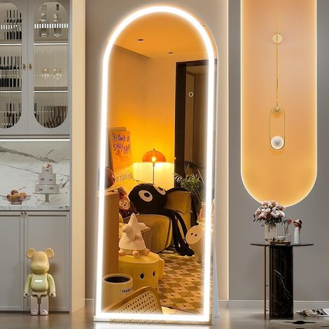 Hasipu 190x70cm Standspiegel Ganzkörperspiegel mit Beleuchtung, Freistehender Bodenspiegel, Großer Wandspiegel, LED Spiegel 3 Lichtfarben Dimmbar und Helligkeitseinstellung für Schlafzimmer
