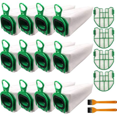 Lot de 12 Sacs d'aspirateur pour Vorwerk Kobold VB100,Sacs d'aspirateur,Avec 4 Filtres à Moteur, 2 Pinceaux,Sac À Poussière de Rechange pour Vorwerk Kobold VB100 (1/5)